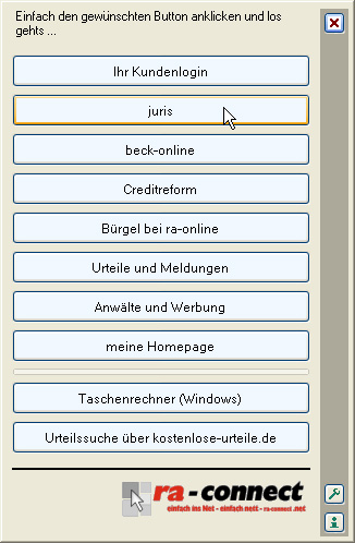 Oberfläche des Produktes ra-connect der ra-online GmbH